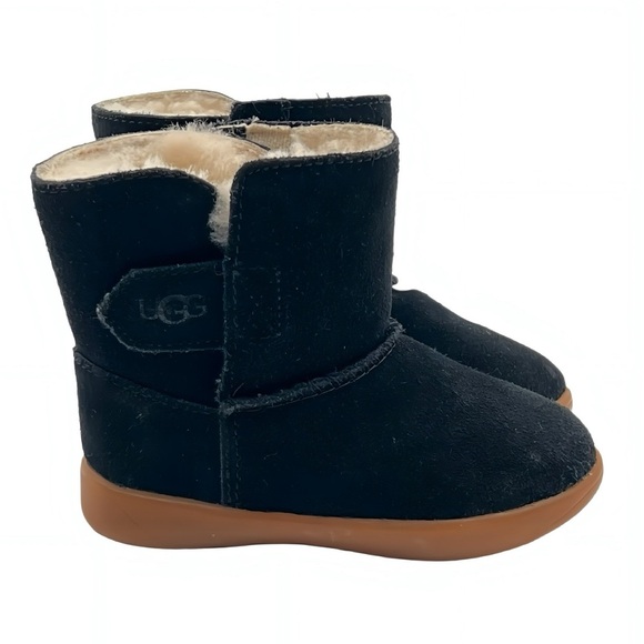 UGG Toddler Winter Boots Keelan II Black Suede Ugg plush Wool Hook & Loop Size 5 - Picture 3 of 10